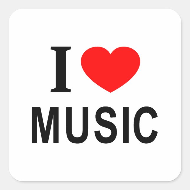 STICKER CARRÉ I ❤️ MUSIQUE J'AIME LA MUSIQUE I HEART MUSIC (Devant)