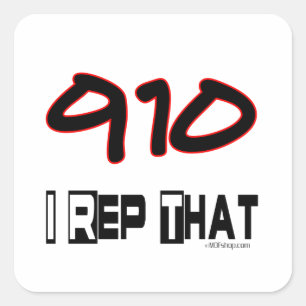 Sticker Carré I représentant cet indicatif régional 910