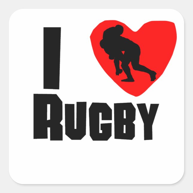 Sticker Carré I rugby de coeur (Devant)
