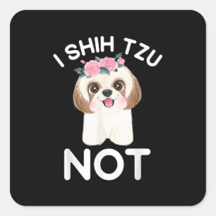 Sticker Carré I Shih Tzu Pas Floral Chien Chien Chih Chih Chih F