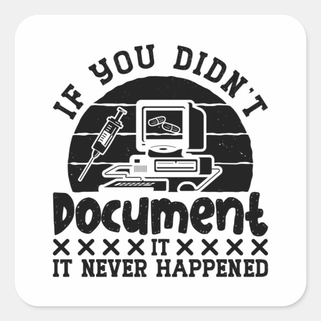 Sticker Carré ICD Coding Medical Coder If You Didn't Document (Devant)