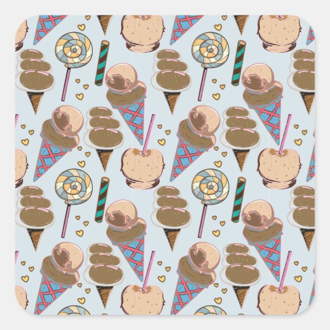 Sticker Carré Ice cream pattern | Lollies pattern | lollipop 25 (Devant)