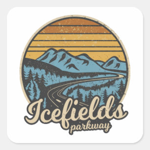 Sticker Carré Icefields Parcours Alberta Canada Retro