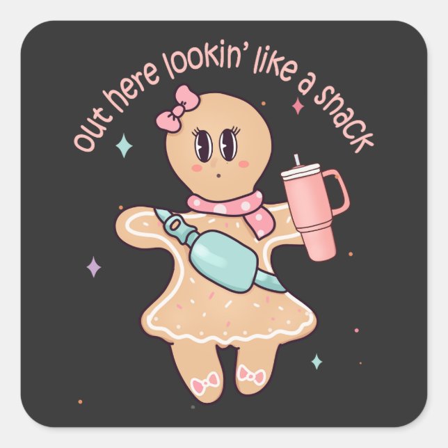 Sticker Carré Ici, Vous Trouverez Comme Un Snack - Gâteau De Noë (Devant)