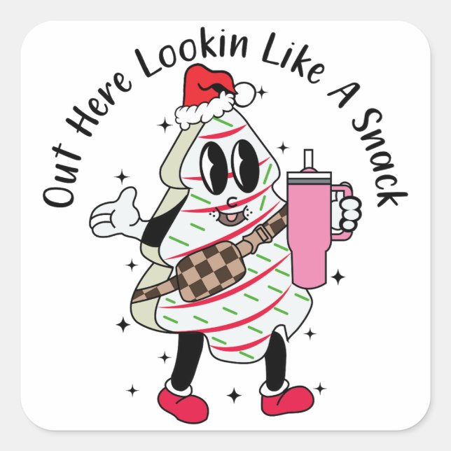 Sticker Carré Ici, Vous Trouverez Comme Un Snack - Gâteau De Noë (Devant)