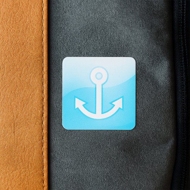 Sticker Carré Icône Ancre bleue marine moderne (Créateur téléchargé)
