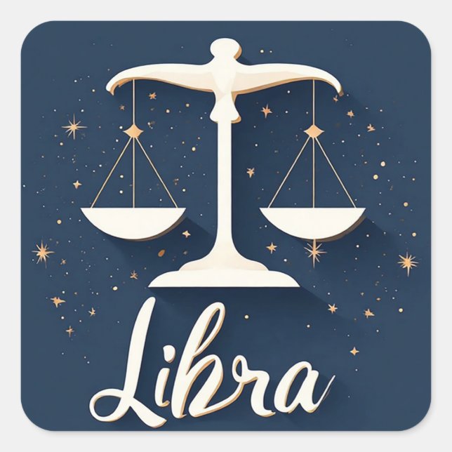 Sticker Carré Icône de signe ziodiaque Libra avec échelles équil (Devant)