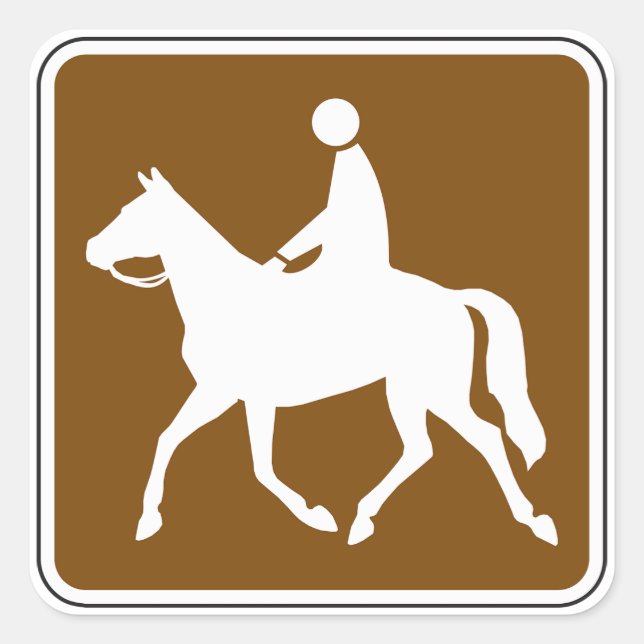 Sticker Carré Icône de silhouette de cheval de randonnée équestr (Devant)