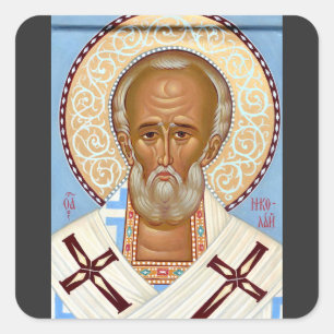 Sticker Carré Icône orthodoxe byzantine de saint Nicolas de Myre