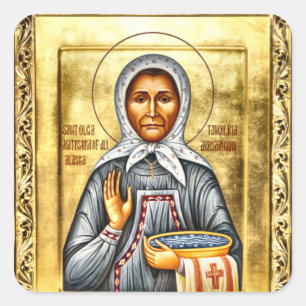 Sticker Carré Icône orthodoxe chrétienne de Ste Olga d'Alaska