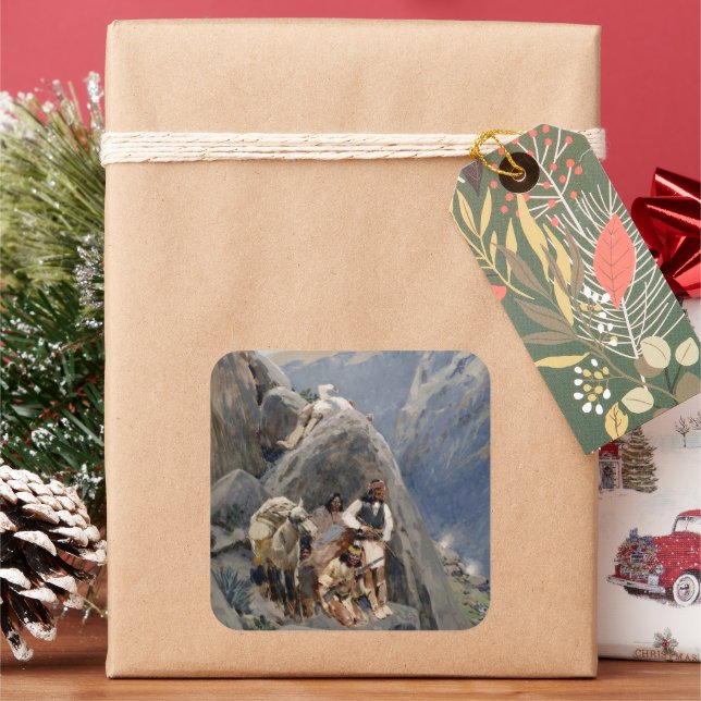 Sticker Carré Icônes amérindiennes : Guerriers Apaches, Cavaleri (vacances)