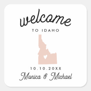 Sticker Carré IDAHO État Destination Mariage N'IMPORTE QUELLE CO