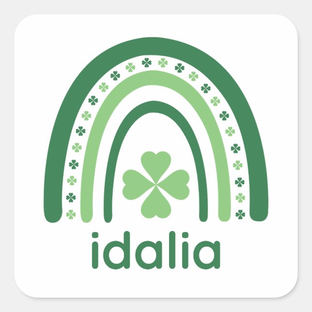 Sticker Carré idalia Nom Clover Boho Rainbow (Devant)