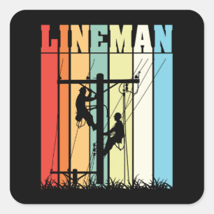 Sticker Carré Idée cadeau vintage pour électricien de ligne rétr