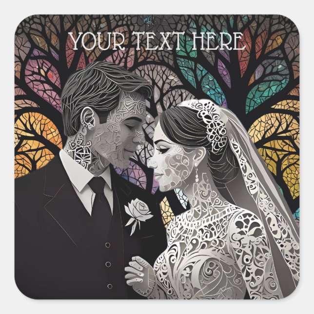 Sticker Carré Idées et cadeaux mariages (Devant)