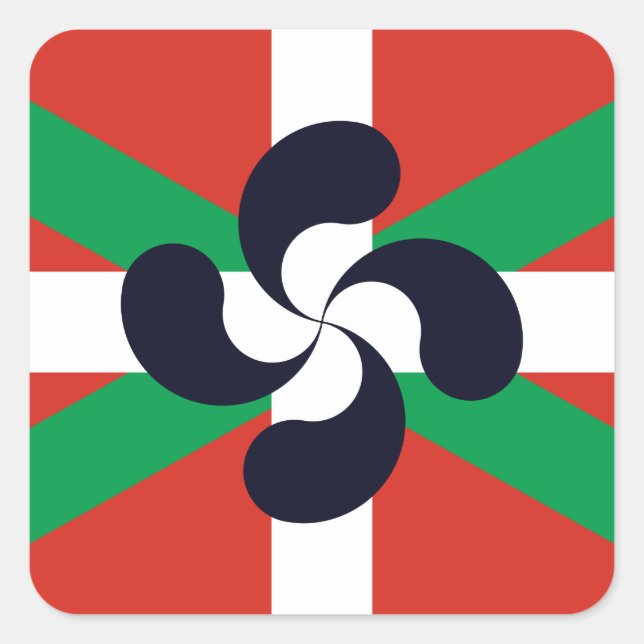Sticker Carré Ikurrina avec le symbole Lauburu (Devant)