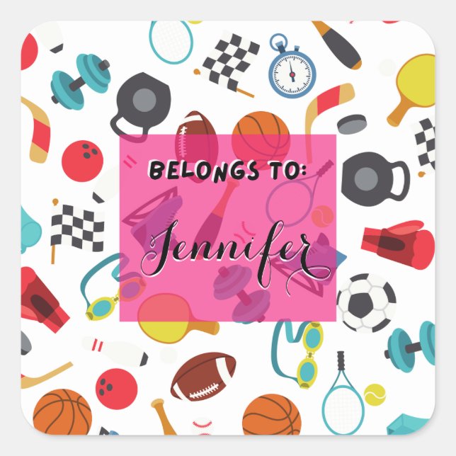 Sticker Carré Il est adapté aux sports pour enfants (Devant)