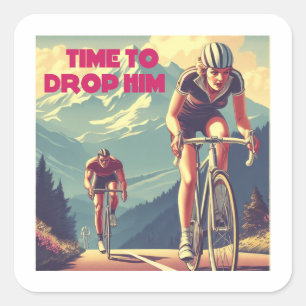 Sticker Carré Il Est Temps De Le Laisser Cycler