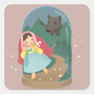 Sticker Carré Il Était Une Fois : Petit Chaperon Rouge