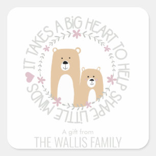 Sticker Carré il faut un grand coeur pour aider à former des pet