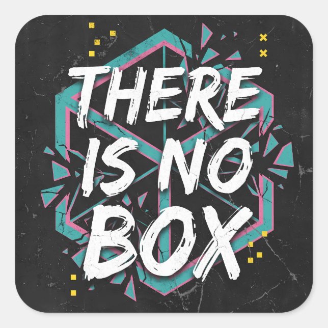Sticker Carré Il n'y a pas de boîte Pensée créative (Devant)