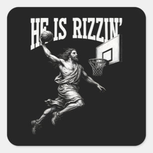 Sticker Carré Il Rizzin Funny Jesus Basketball Jour de Pâques