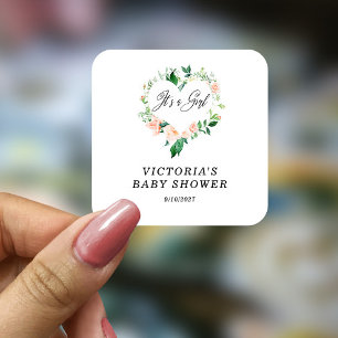 Sticker Carré Il s'agit d'un Baby shower de pêche aux filles