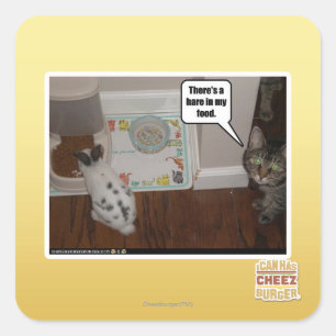 Sticker Carré Il y a un lièvre dans ma nourriture.
