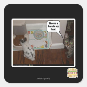 Sticker Carré Il y a un lièvre dans ma nourriture.