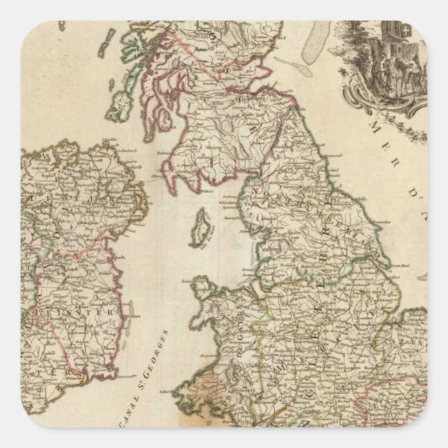 Sticker Carré Île britannique 9 (Devant)