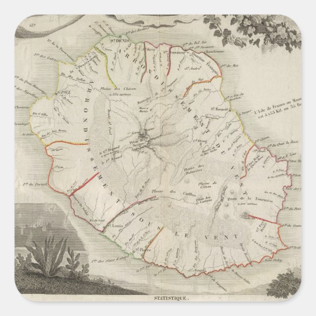 Sticker Carré Île De La Réunion (Devant)