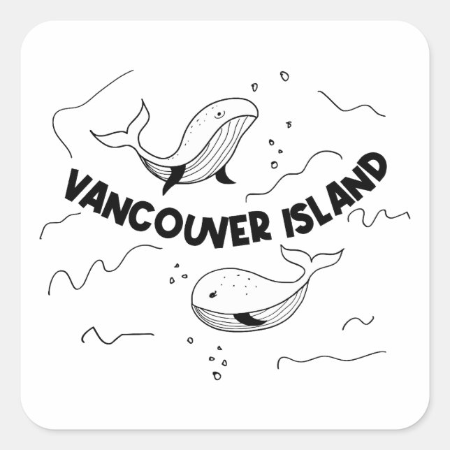 Sticker Carré Île de Vancouver Canada Baleines (Devant)