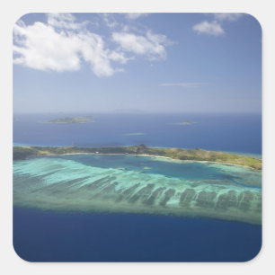 Sticker Carré Île Mana et récif de corail, îles Mamanuca