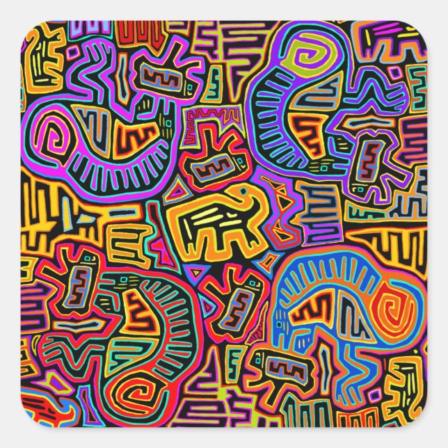 Sticker Carré Île Mola Collage (Devant)