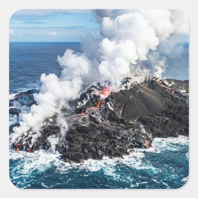 Sticker Carré Île volcanique (Devant)