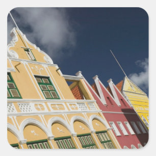 Sticker Carré Îles ABC, CURAÇAO, Willemstad : Punda