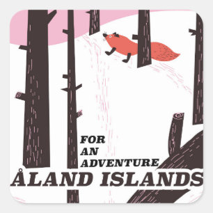 Sticker Carré Îles Åland, affiche de voyage en Finlande