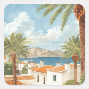 Sticker Carré Îles Baléares Voyage Vintage Français