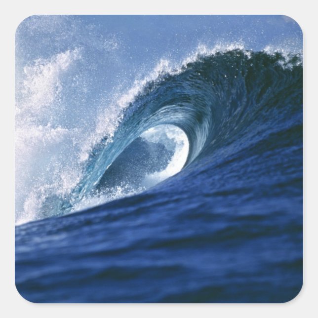 Sticker Carré Îles Fidji, Tavarua, Cloudbreak. Une vague (Devant)