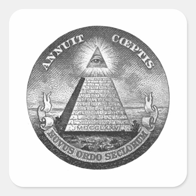 Sticker Carré Illuminati Tous Voir L'Oeil (Devant)