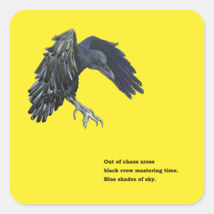 Sticker Carré Illustration Black Crow & Haiku