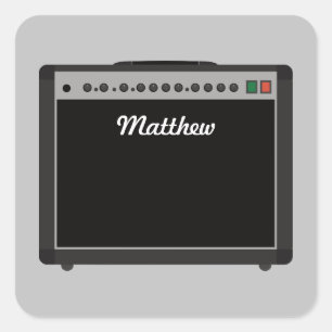 Sticker Carré Illustration d'amplificateur personnalisé pour mus