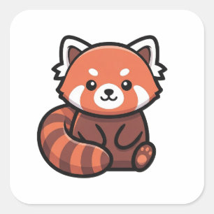 Sticker Carré Illustration d'animaux mignons modernes - Panda ro