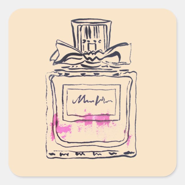Sticker Carré Illustration d'aquarelle de mode de bouteille de p (Devant)