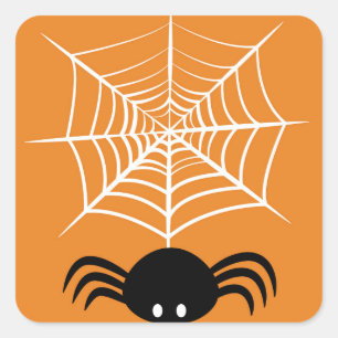 Sticker Carré Illustration d'araignée d'Halloween effrayante