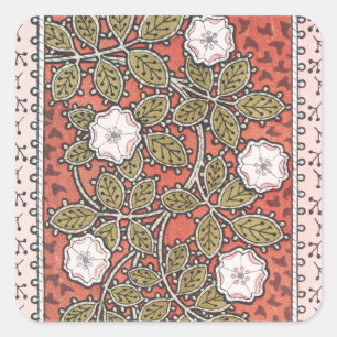 Sticker Carré Illustration d'art de rose sauvage Fleur Vintage