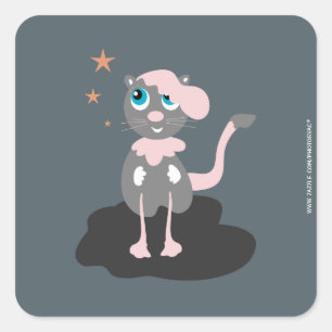 Sticker Carré Illustration de chat pour enfants, mignon kitty de