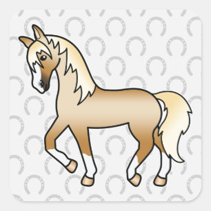 Sticker Carré Illustration de cheval de couleur Palomino de dess