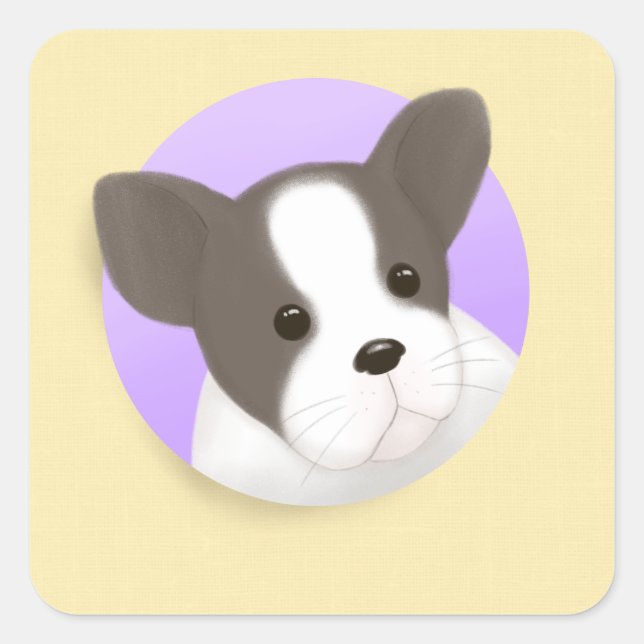 Sticker Carré Illustration de chien mignon (Devant)