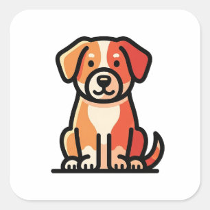 Sticker Carré Illustration de chien moderne et amicale
